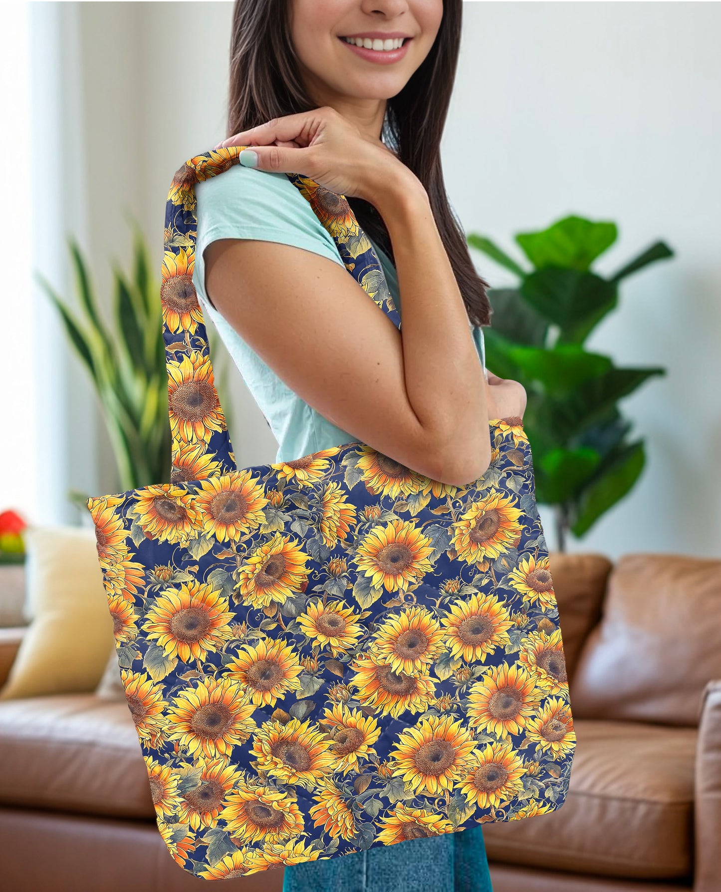 Sunflower Quilted Tote Bag Gorgeous Flowers