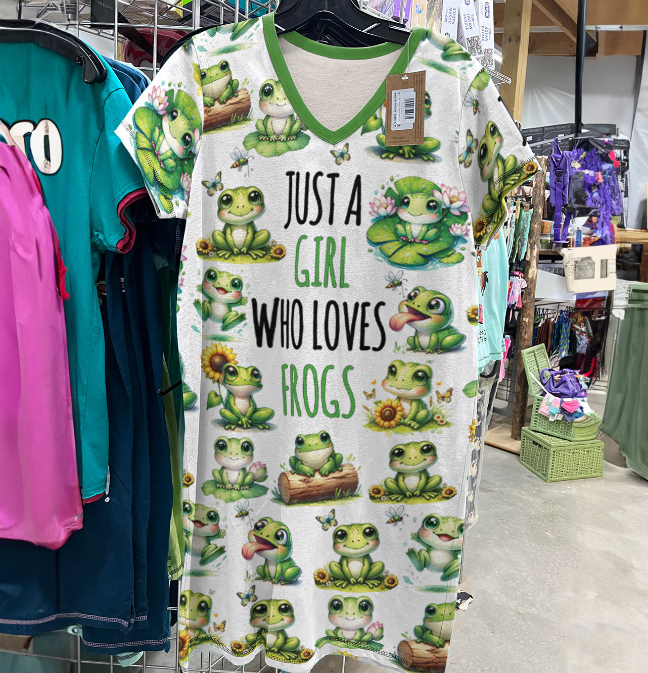 Frog Lover V-neck Nightshirt Just A Girl Who Loves Frogs