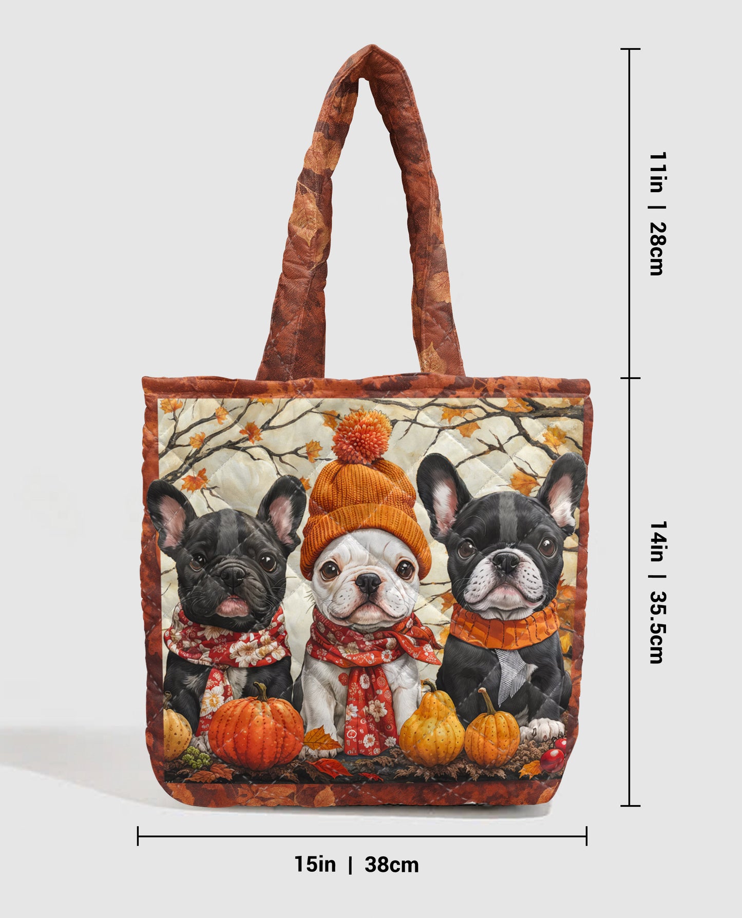 French Bulldog Quilted Tote Bag Frenchie Fall Vibes