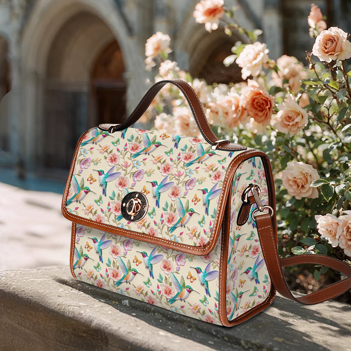 Hummingbird Satchel Handbag Humming Blossoms