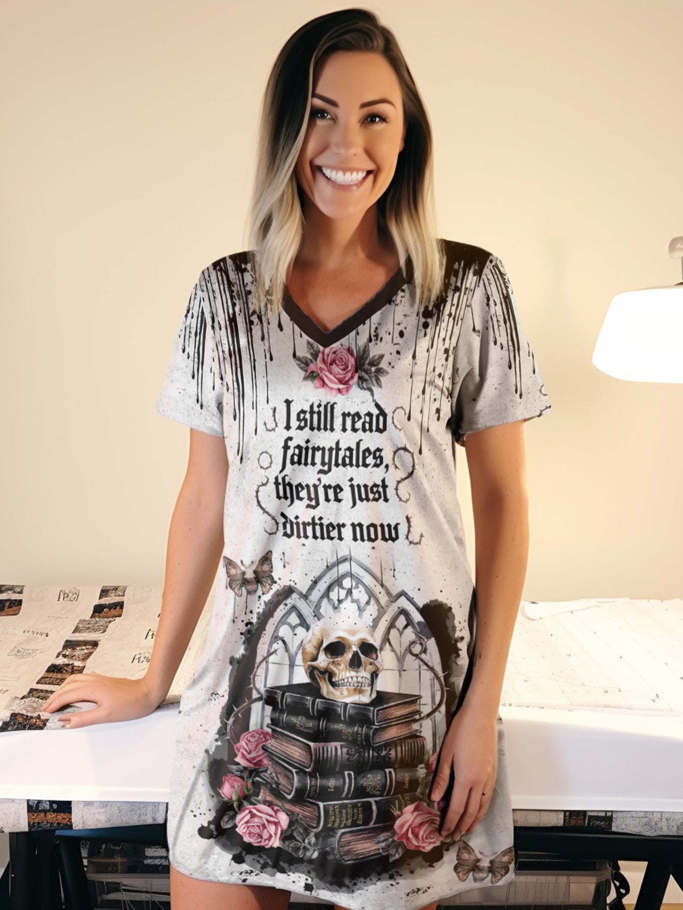 Book Lover V-neck Nightshirt Dirtier Fairytales