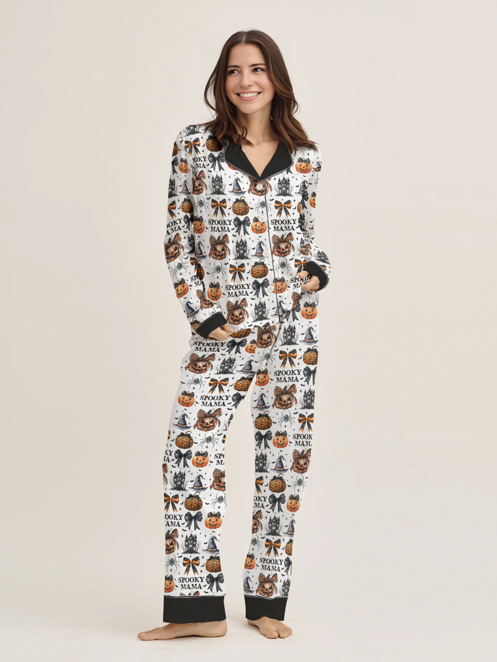 Halloween Classic Pajama Set Custom Title Spooky Mama Grandma
