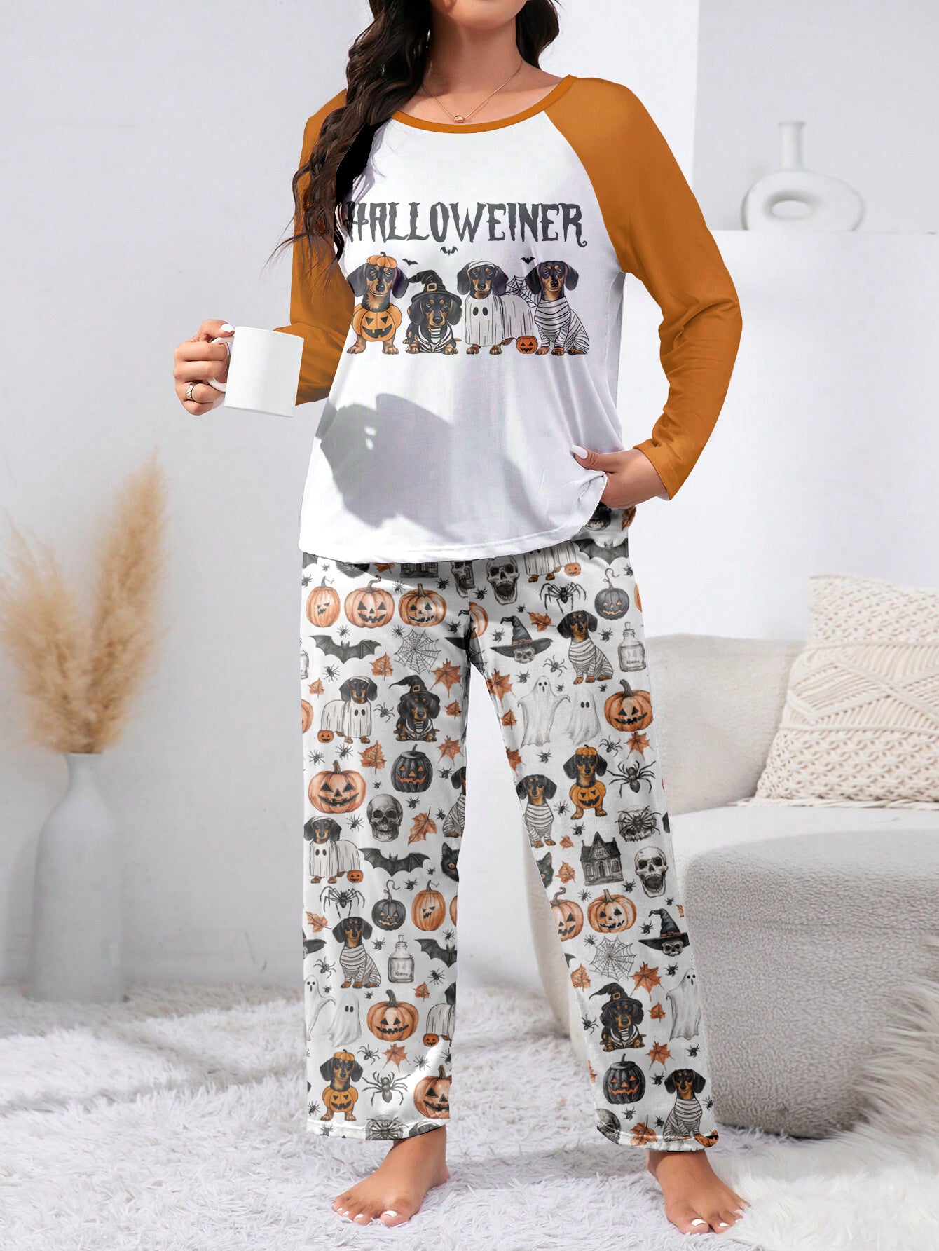 Dachshund Raglan Lounge Pajamas Halloweiner