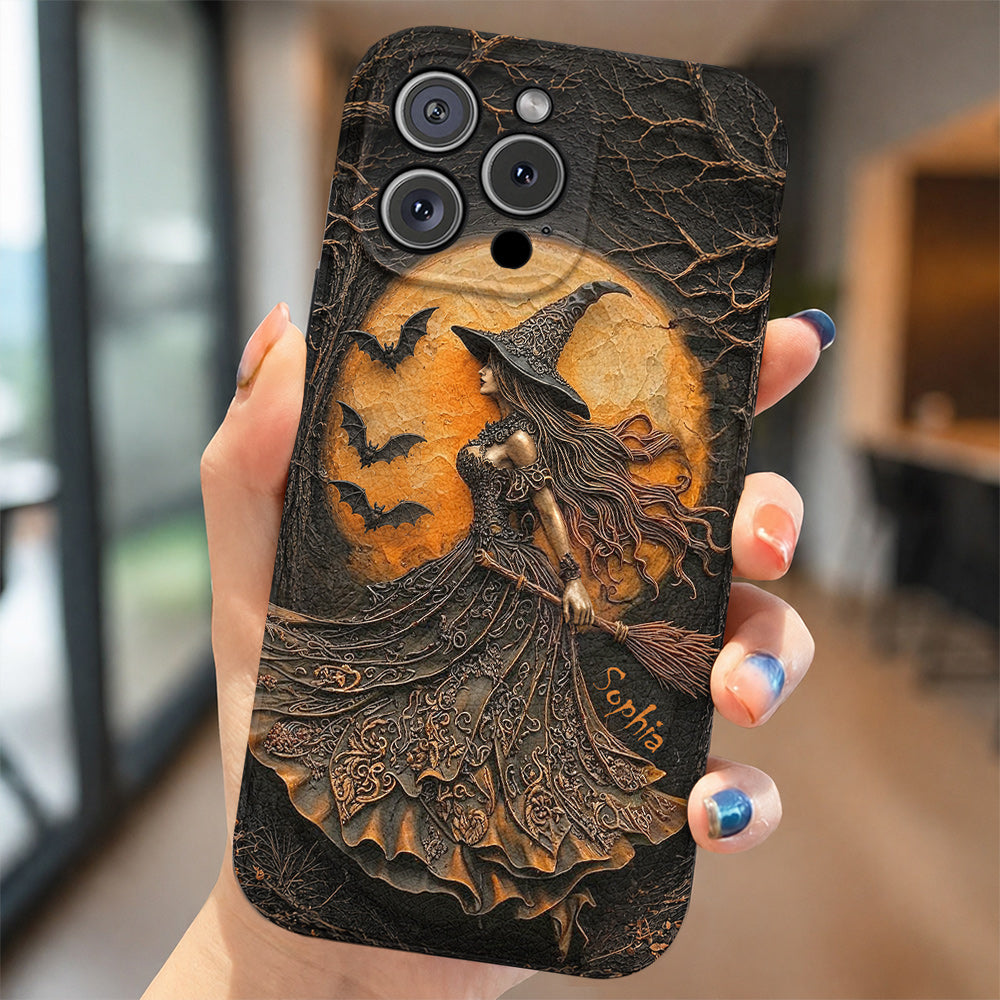 Witch Leather Phone Case Personalized Witch of the Amber Moon