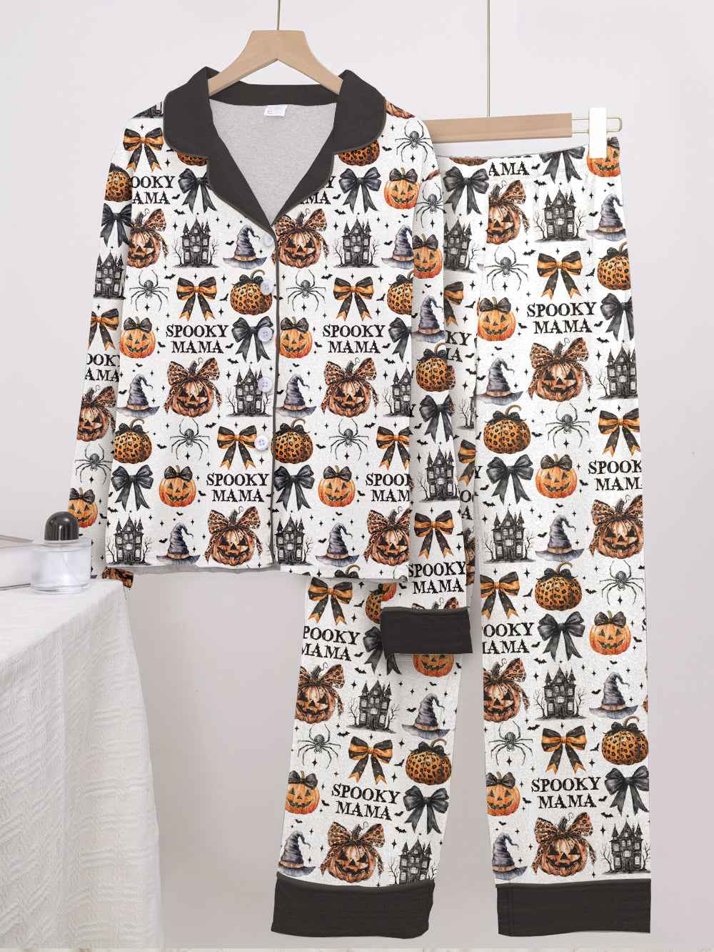 Halloween Classic Pajama Set Custom Title Spooky Mama Grandma