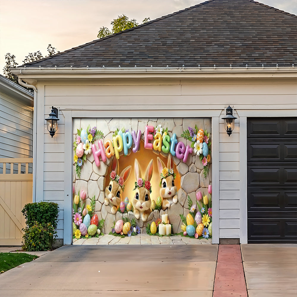 Bunny Easter Garage Door Banner Decoration Easter Bunny Wonderland