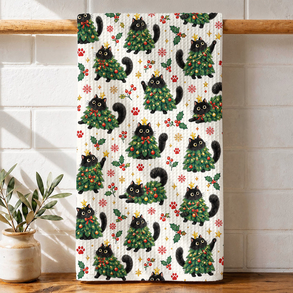 Christmas Kitchen Towel Meowy Little Christmas