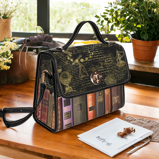 Book Satchel Handbag Old Books Galileo Manuscript Black