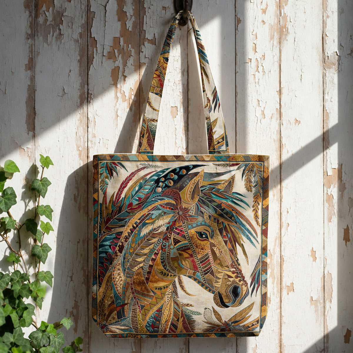 Horse Canvas Tote Bag Native Horse Spirit