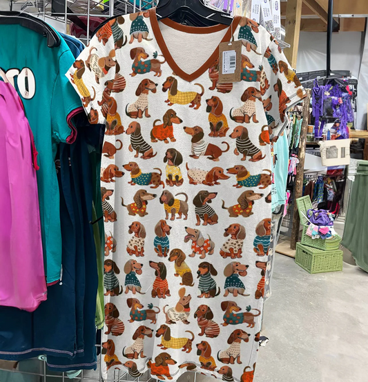 Dachshund V-neck Nightshirt Stylish Dachshunds