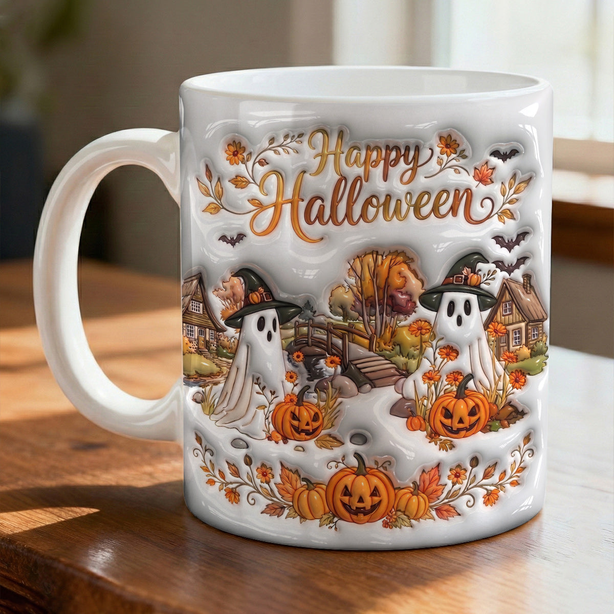Halloween Gifts Ceramic Mug Happy Halloween Ghost Village
