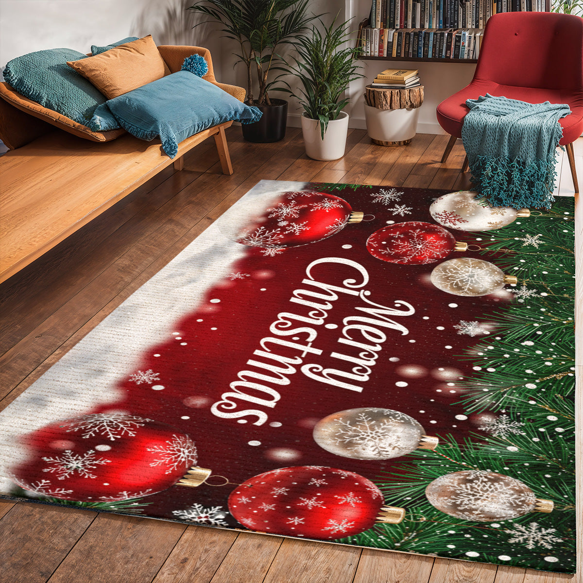 Christmas Area Rug Snowfall Wishes & Christmas Glow