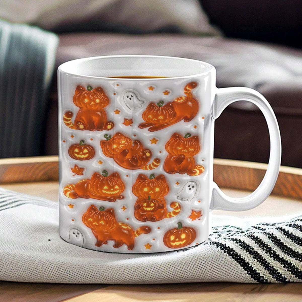 Cat Ceramic Mug Jack-O'-Lantern Cat