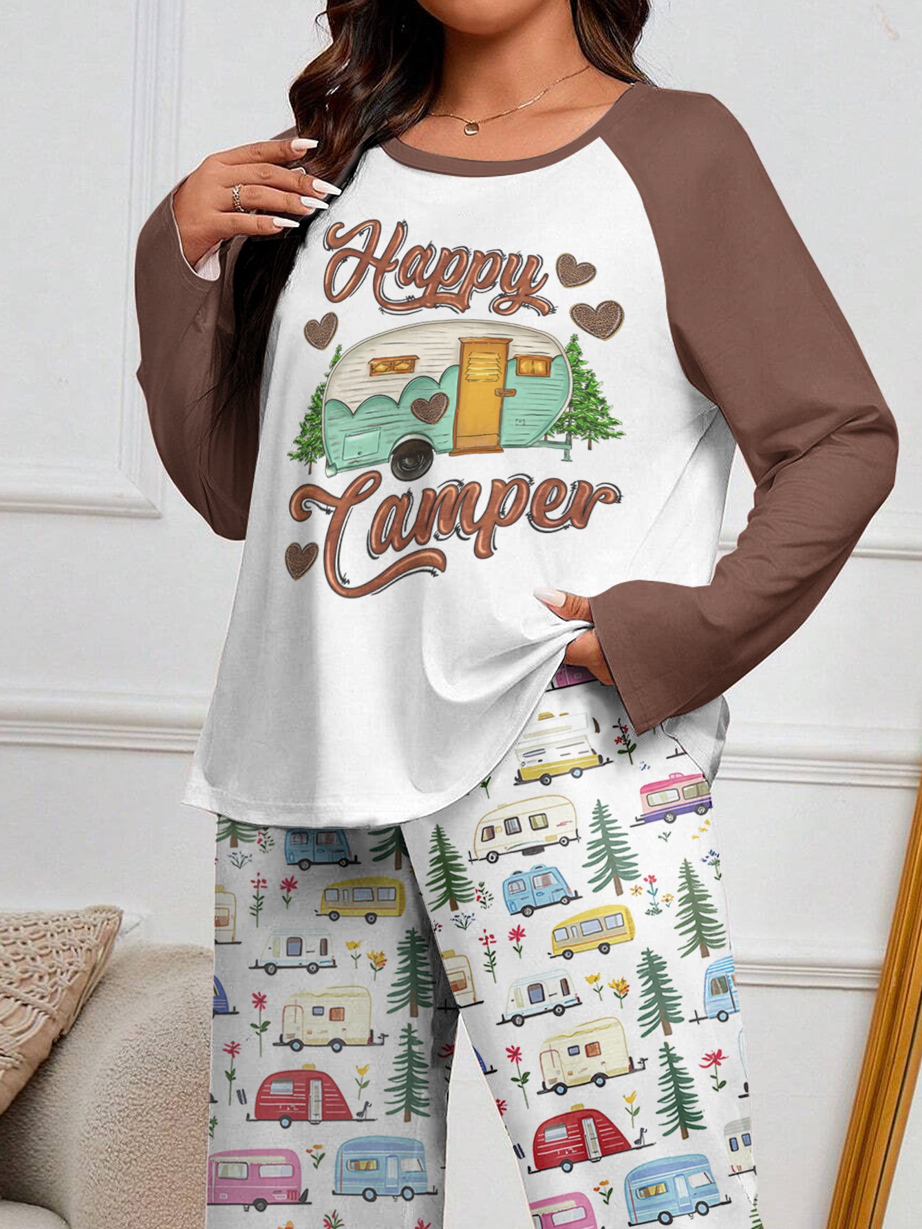 Camping Raglan Lounge Pajamas Happy Camper