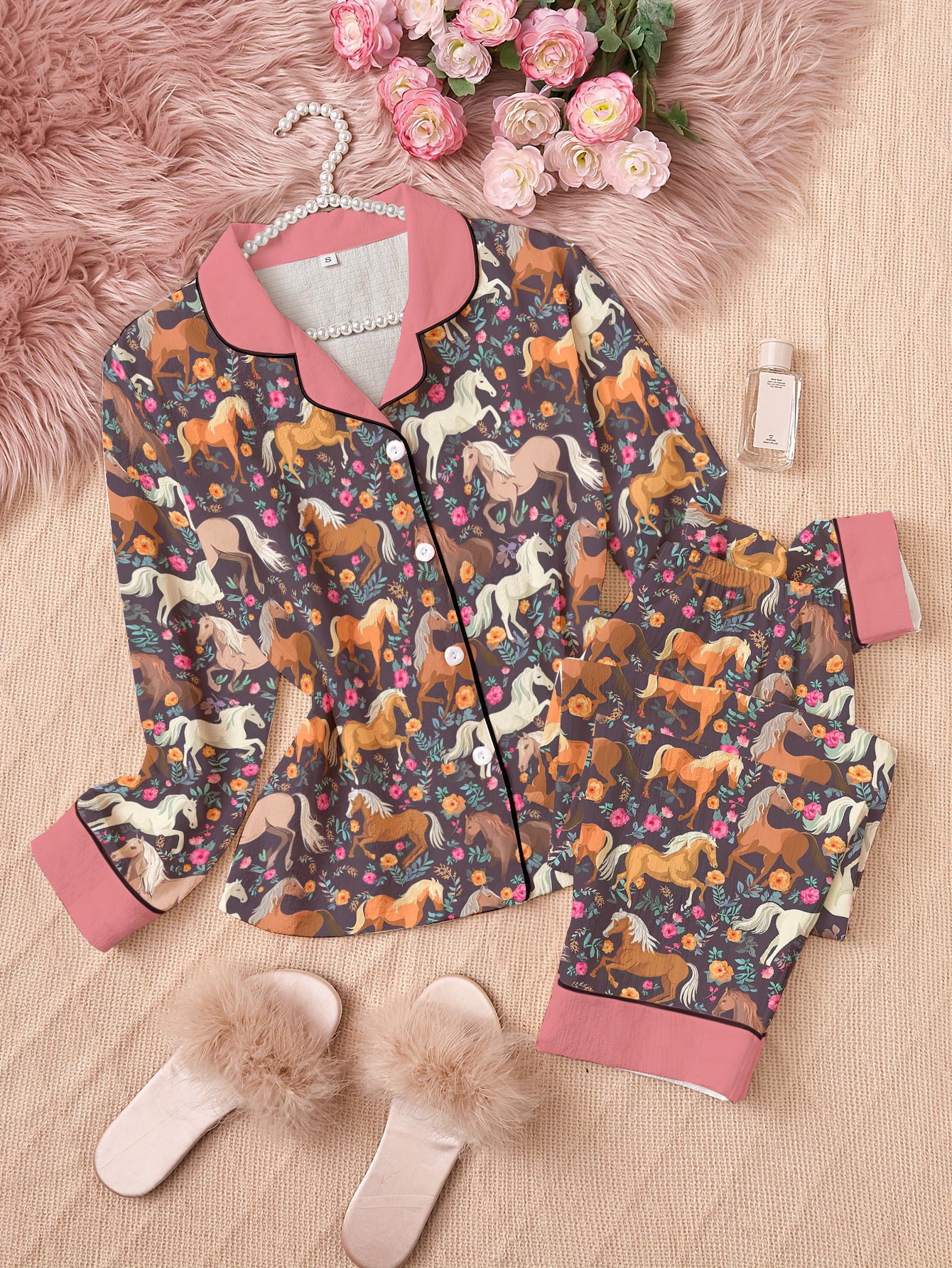 Horse Classic Pajama Set Floral Trot