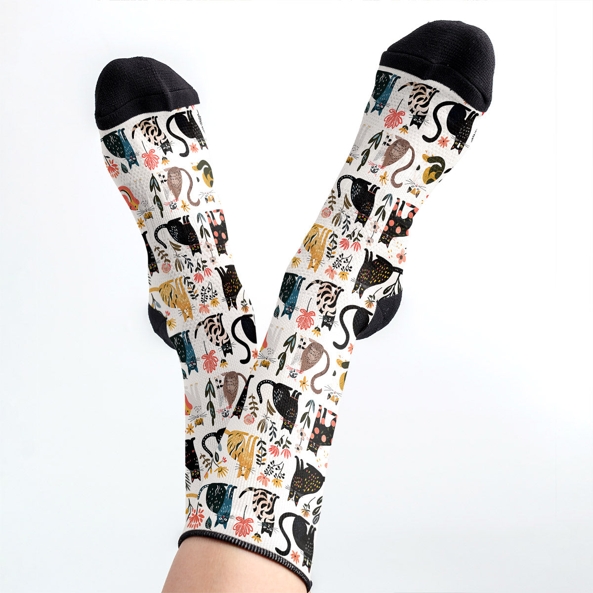 Cat Crew Socks Botanical Cat Bliss