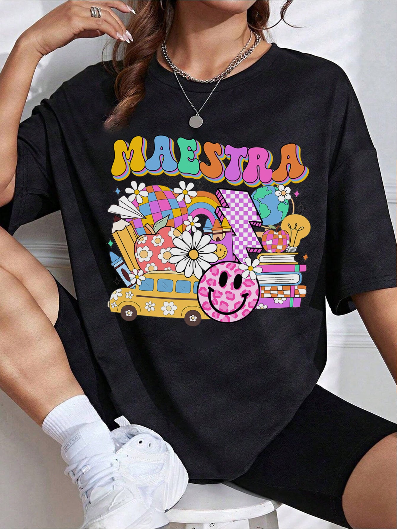 Spanish Teacher Graphic Tee Retro Maestra