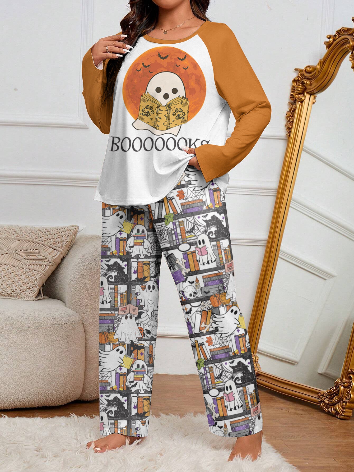 Book Lover Raglan Lounge Pajamas Boooooks Reading Ghosts
