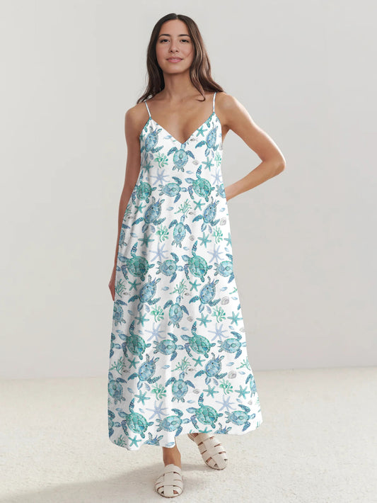 Sea Turtle Maxi Dress Tide Turtles