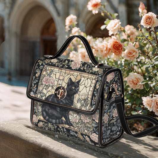 Cat Lover Satchel Handbag Nocturne Elegance Cottagecore