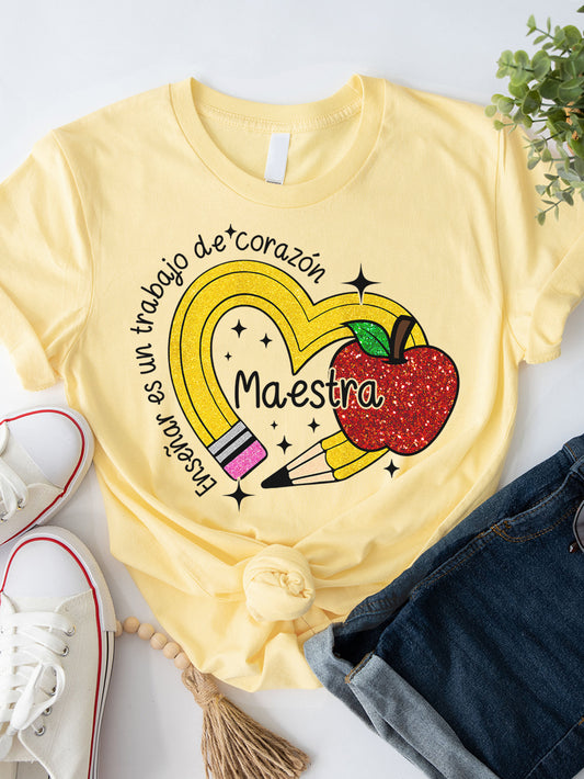 Spanish Teacher Graphic Tee Enseñar es un Trabajo del Corazón