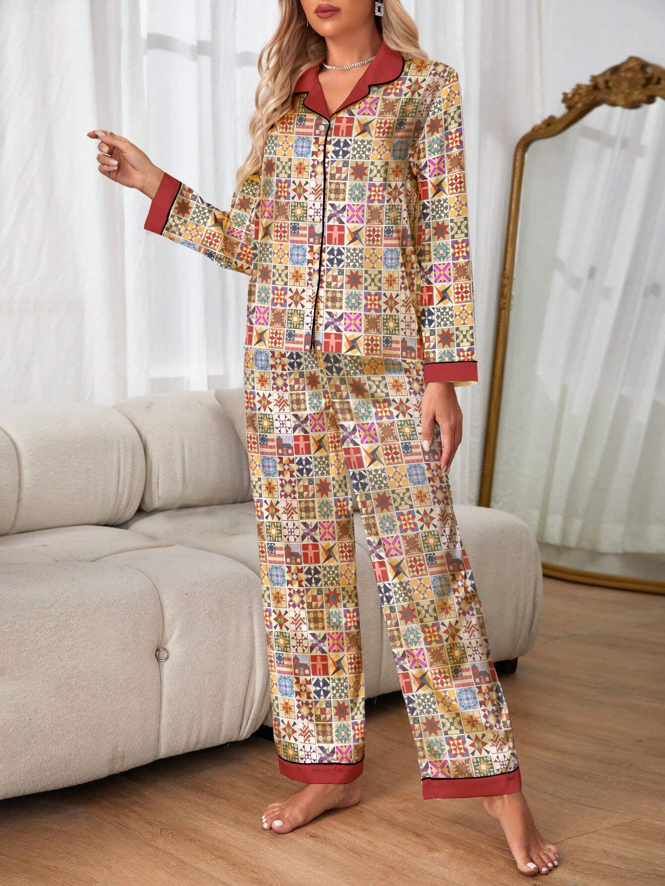 Quilting Lover Classic Pajama Set Quilt Blocks