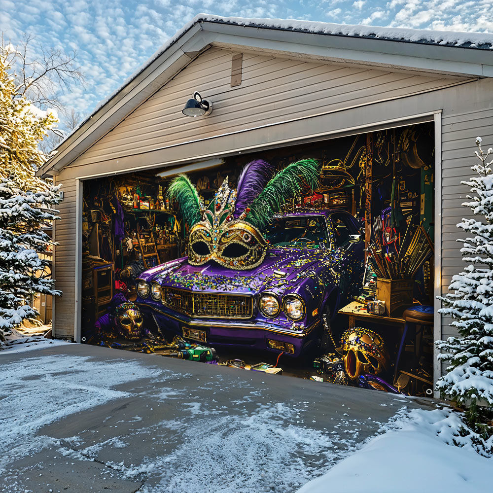 Mardi Gras Garage Door Banner Decoration - Mardi Gras Garage