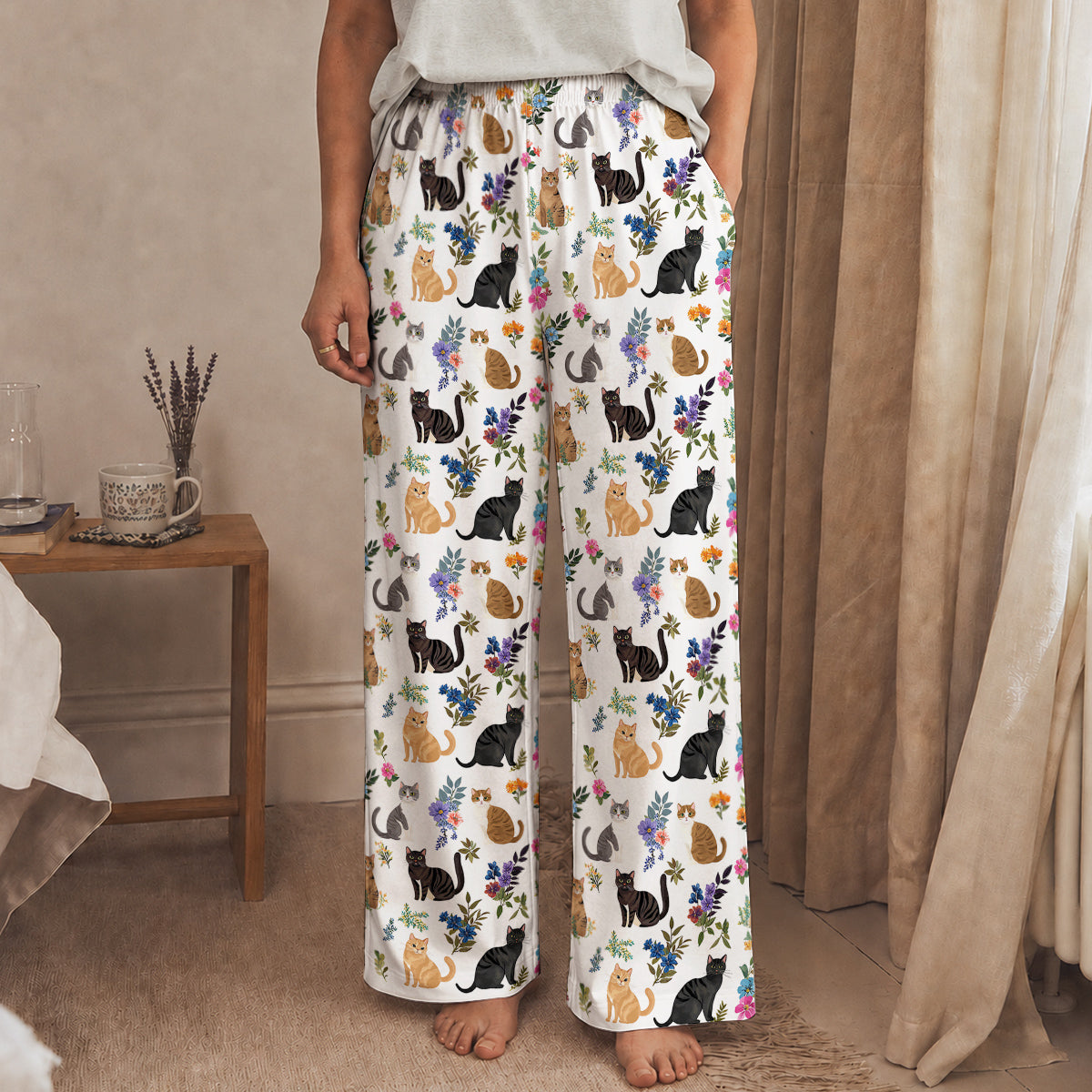 Cat Lounge Pants Garden Whiskers