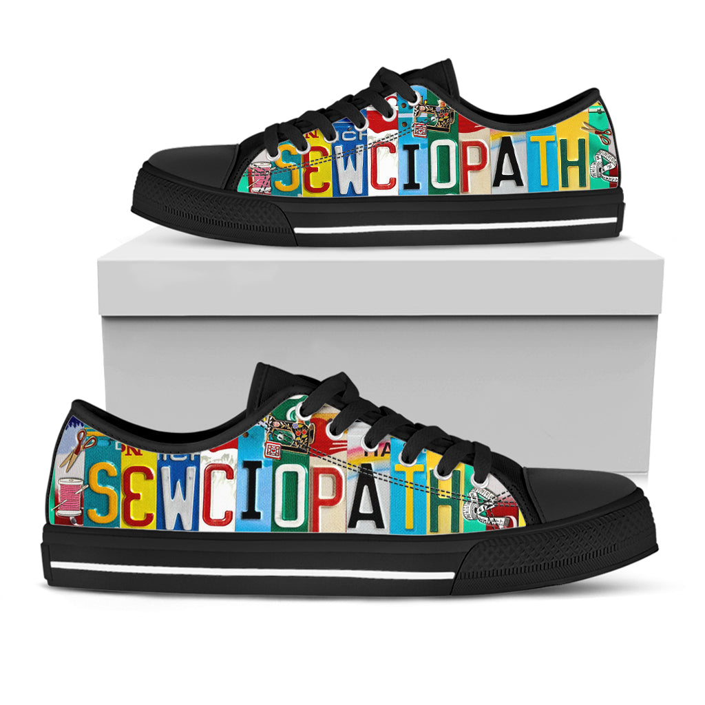 Sewing Lover Women's Low Top Shoes Sewciopath License Plate