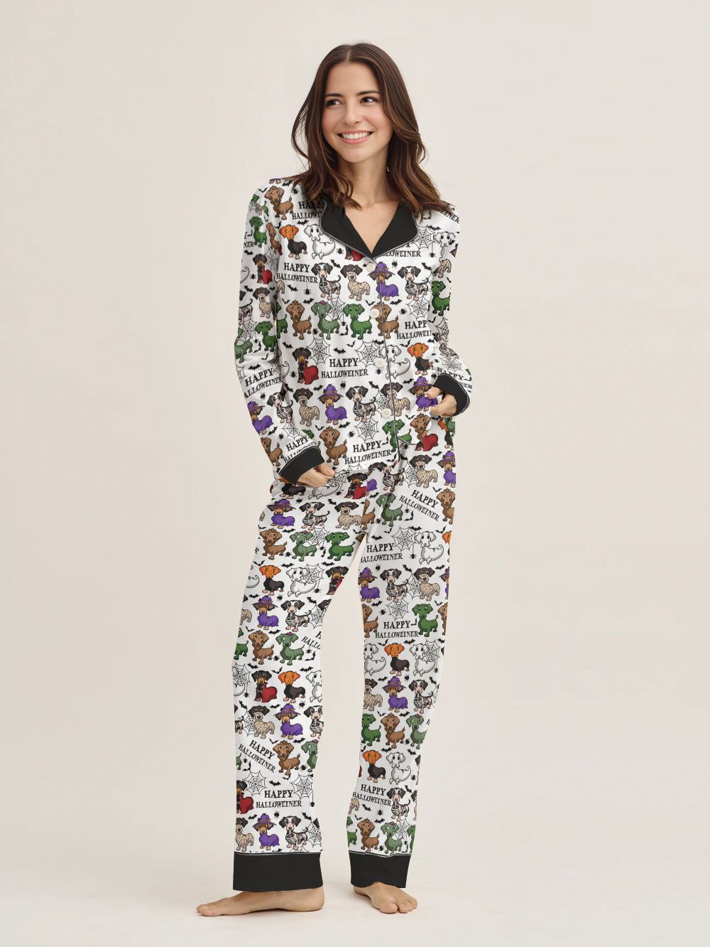 Dachshund Halloween Pajama Set Happy Halloweiner