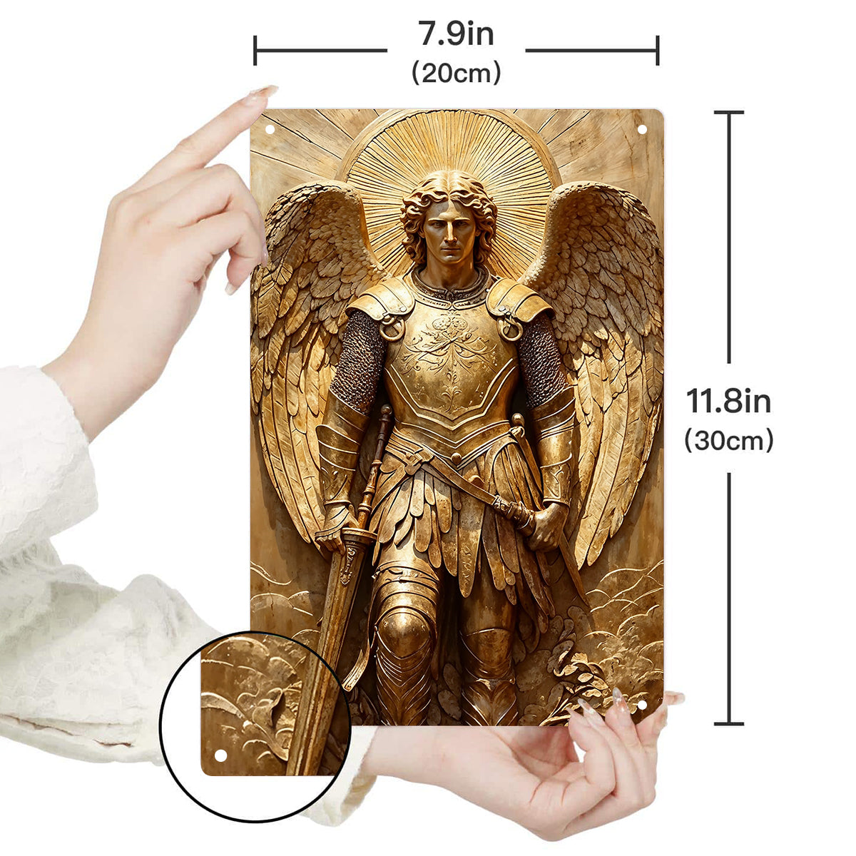 God 2D Metal Sign Guardian Gold Angel