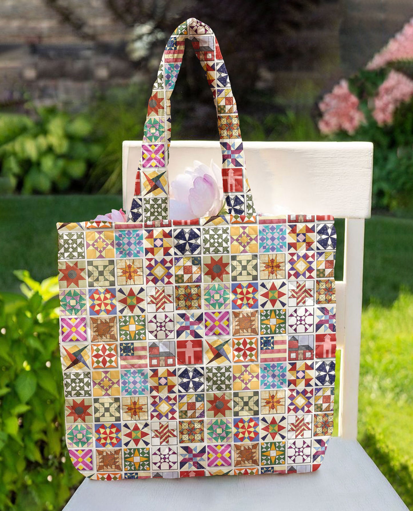 Sewing Lover Quilted Tote Bag Quilt Blocks