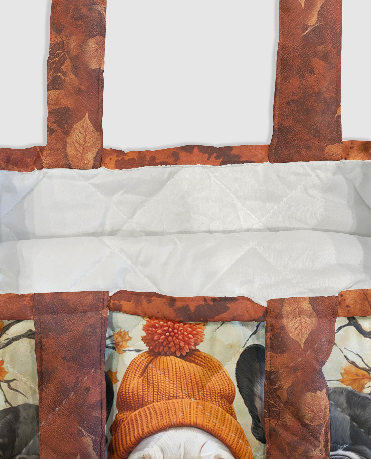 French Bulldog Quilted Tote Bag Frenchie Fall Vibes