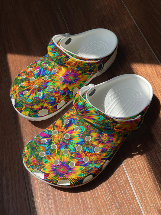 Hippie Graphic Clogs Rainbow Reverie