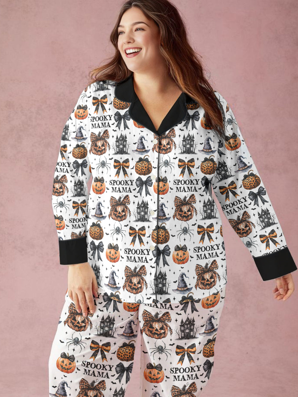 Halloween Classic Pajama Set Custom Title Spooky Mama Grandma