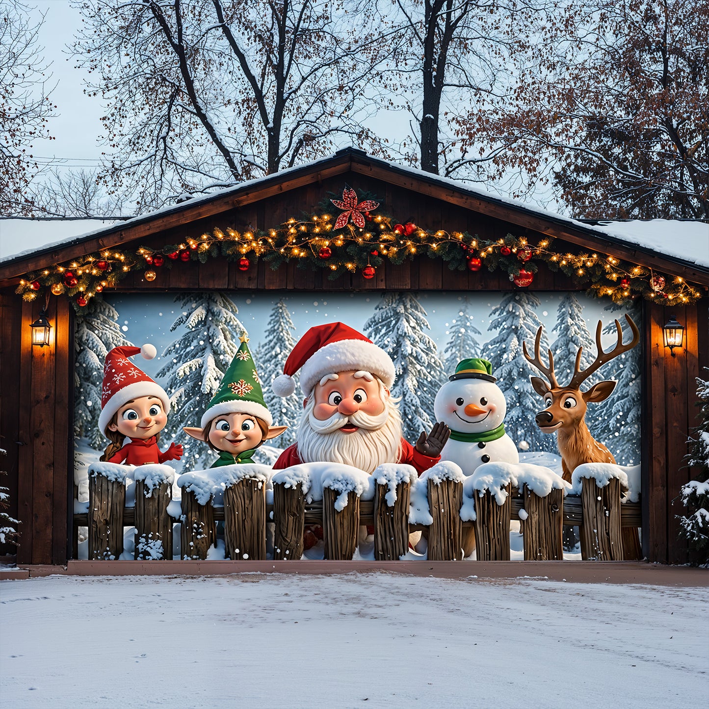 Christmas Garage Door Banner Decoration - Santa’s Jolly Crew