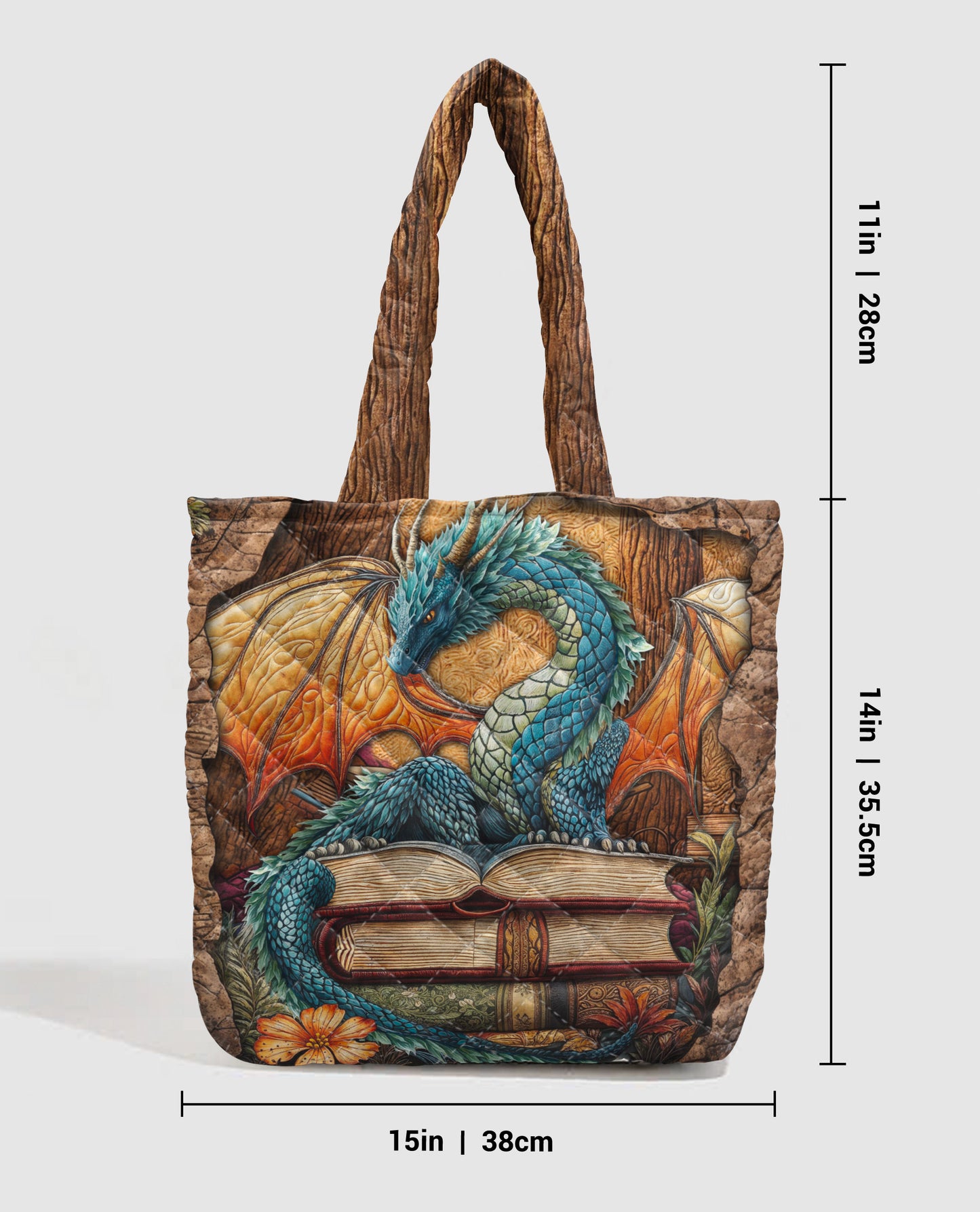 Book Lover Quilted Tote Bag Dragon’s Book Cave