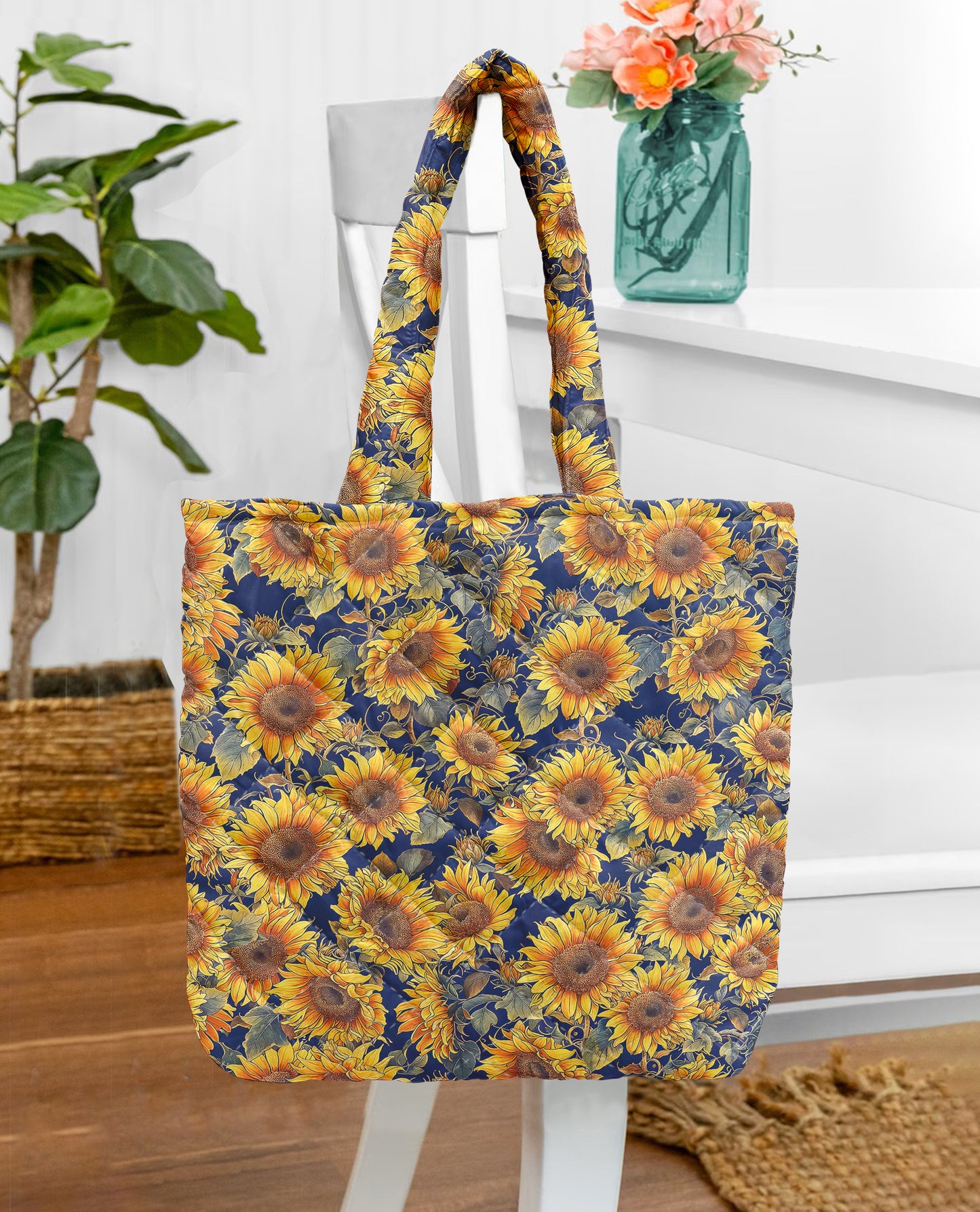 Sunflower Quilted Tote Bag Gorgeous Flowers