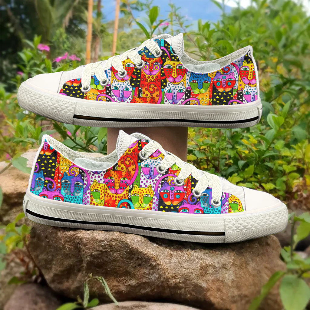 Cat Women's Low Top Shoes Abstract Cats