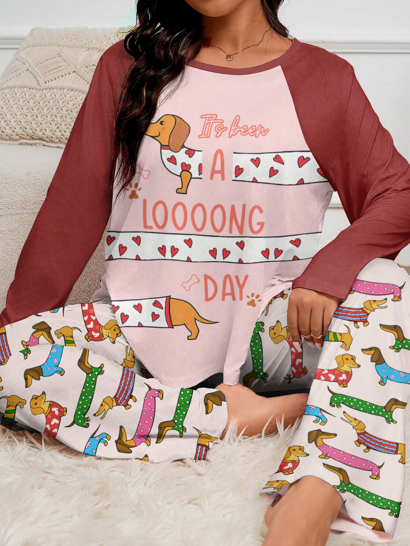 Dachshund Raglan Lounge Pajamas It's Been A Looong Day