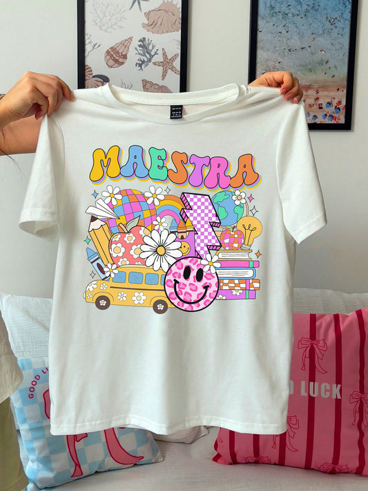 Spanish Teacher Graphic Tee Retro Maestra