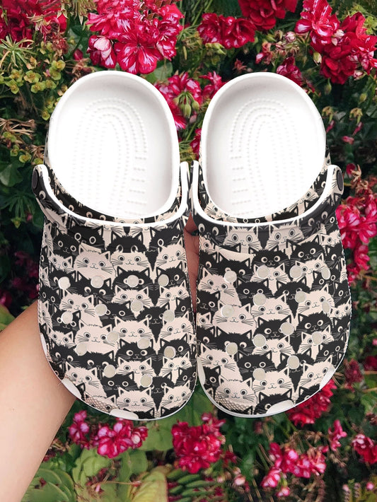 Cat Graphic Clogs Cute Fat Cats