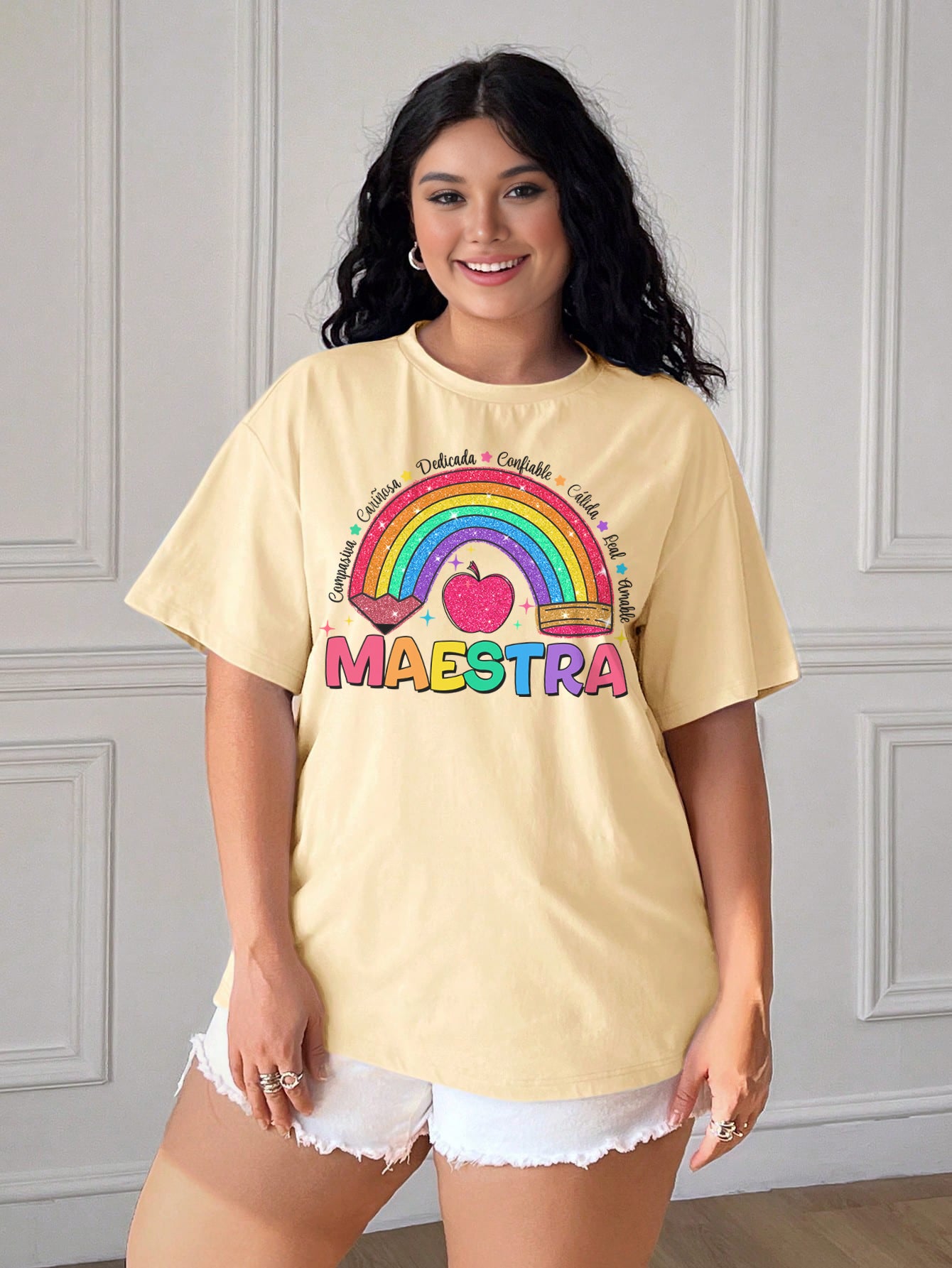 Spanish Teacher Graphic Tee Rainbow Maestra