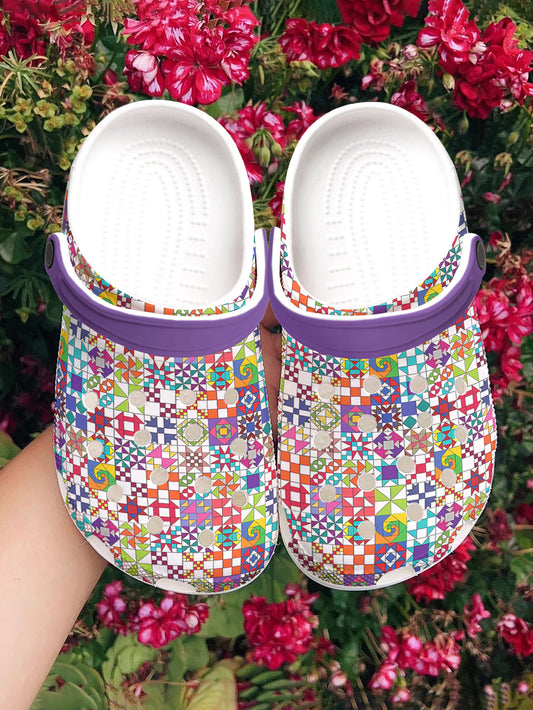 Sewing Lover Graphic Clogs ColorBurst Quilt Blocks