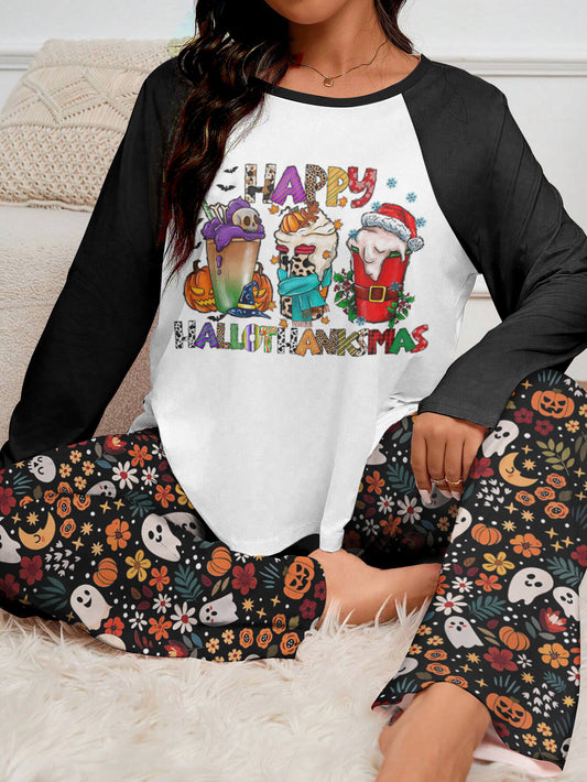 Happy HalloThanksMas Raglan Lounge Pajamas