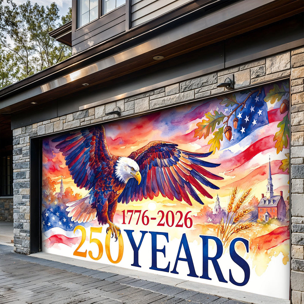 Patriotic Garage Door Banner Decoration - Wings of Freedom 1776–2026