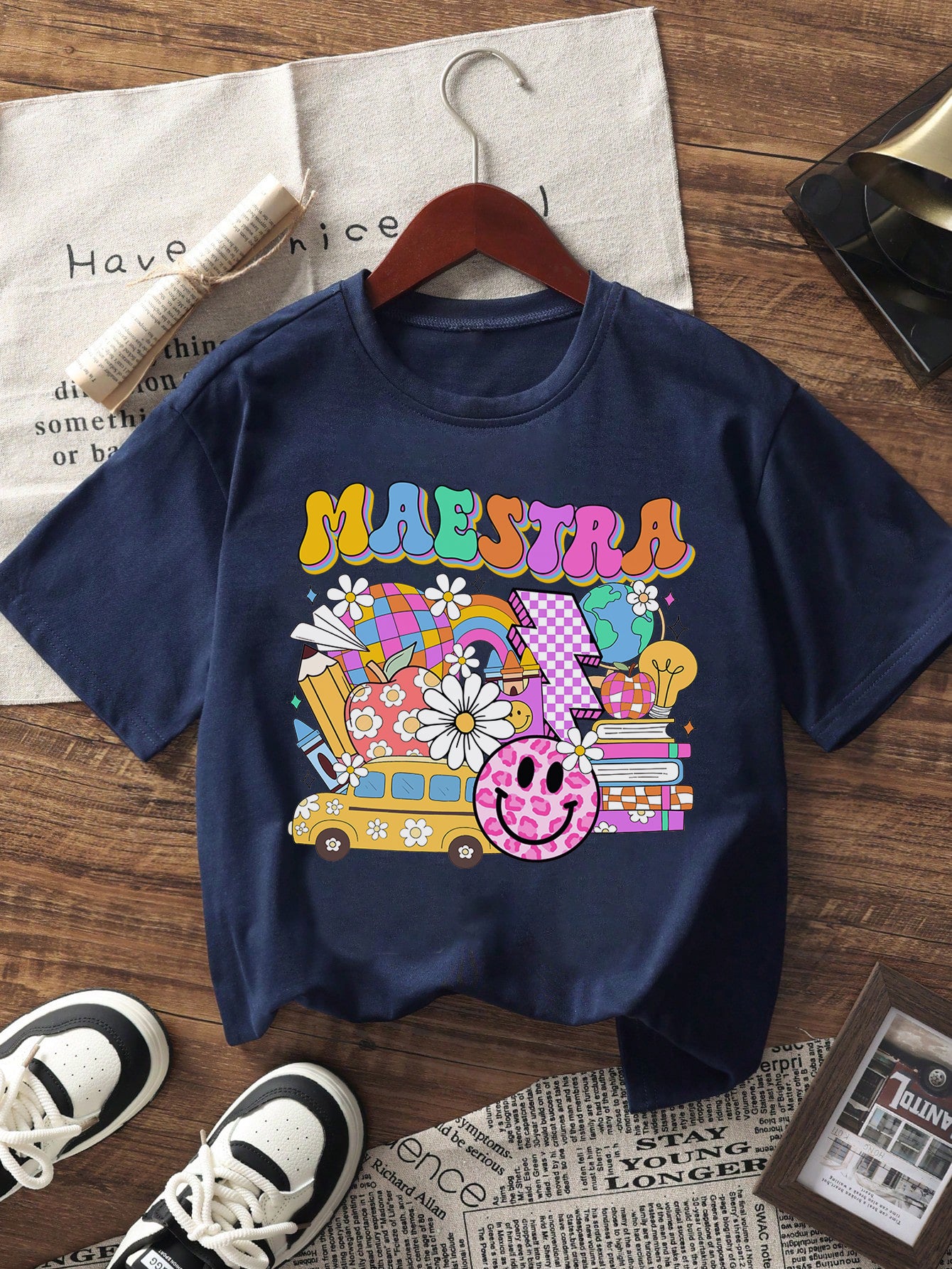 Spanish Teacher Graphic Tee Retro Maestra