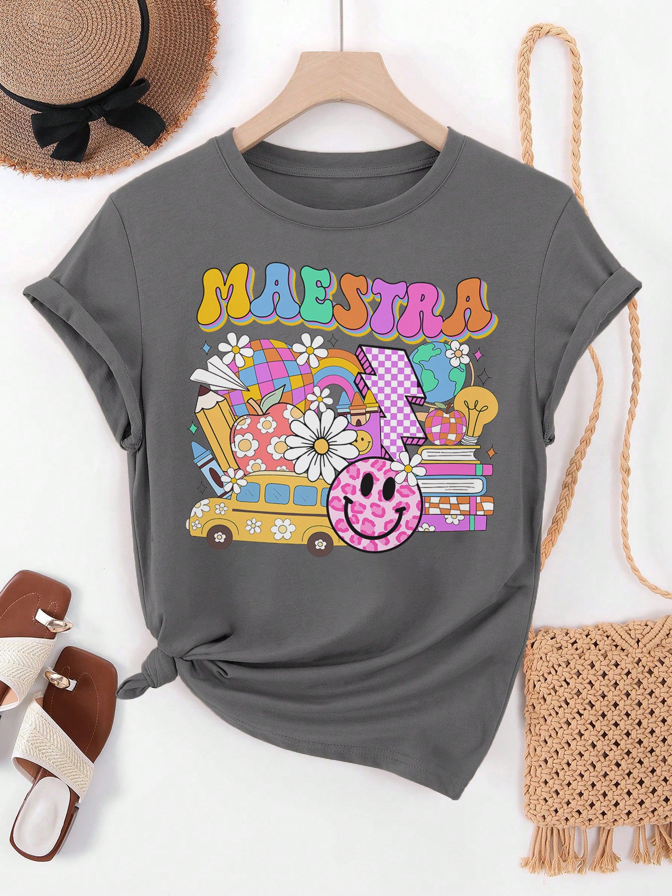 Spanish Teacher Graphic Tee Retro Maestra