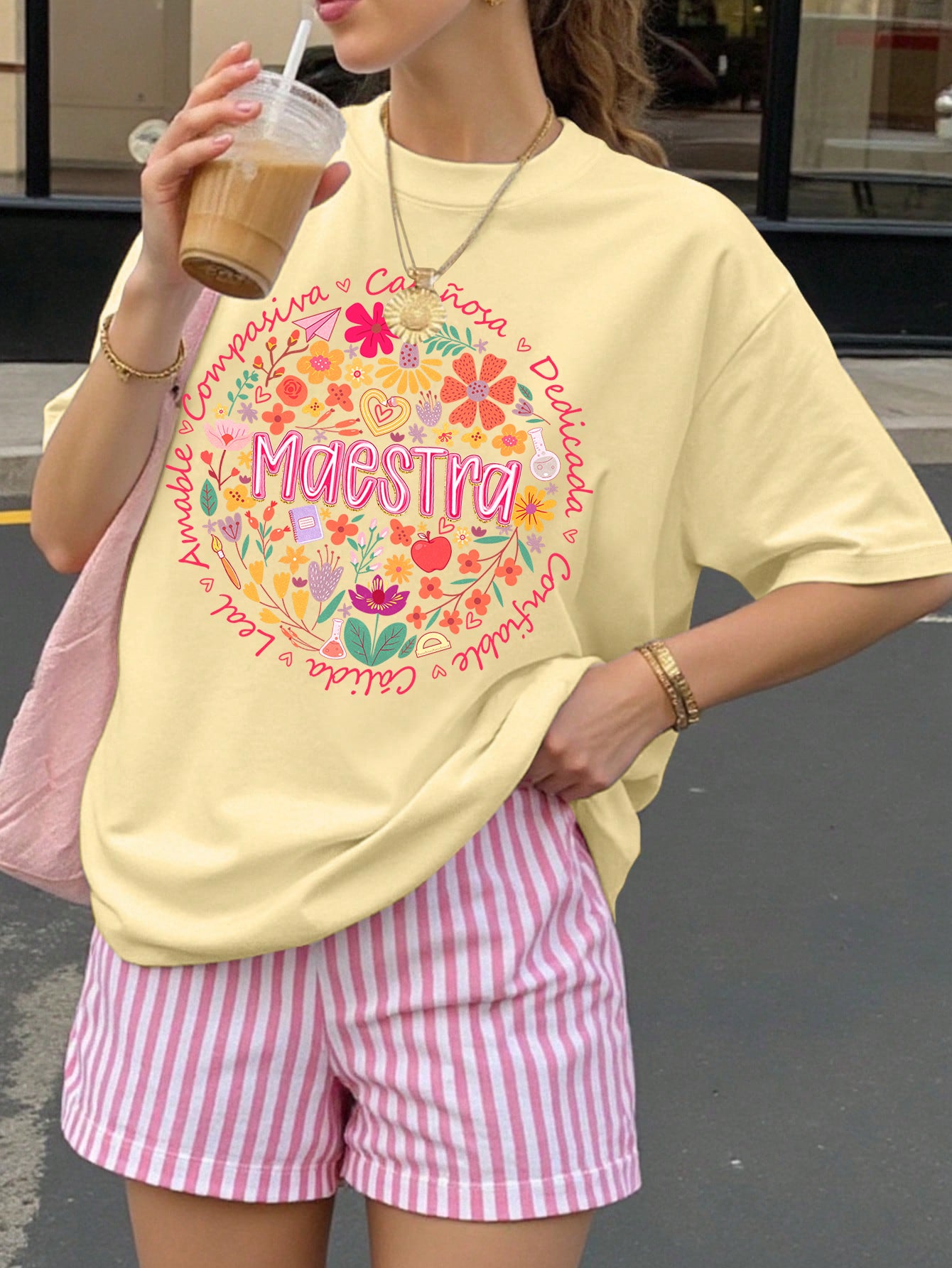 Spanish Teacher Graphic Tee Floral Maestra