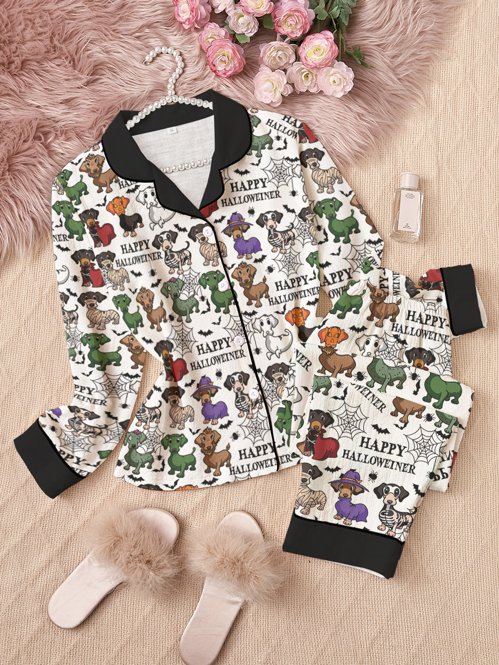 Dachshund Halloween Pajama Set Happy Halloweiner